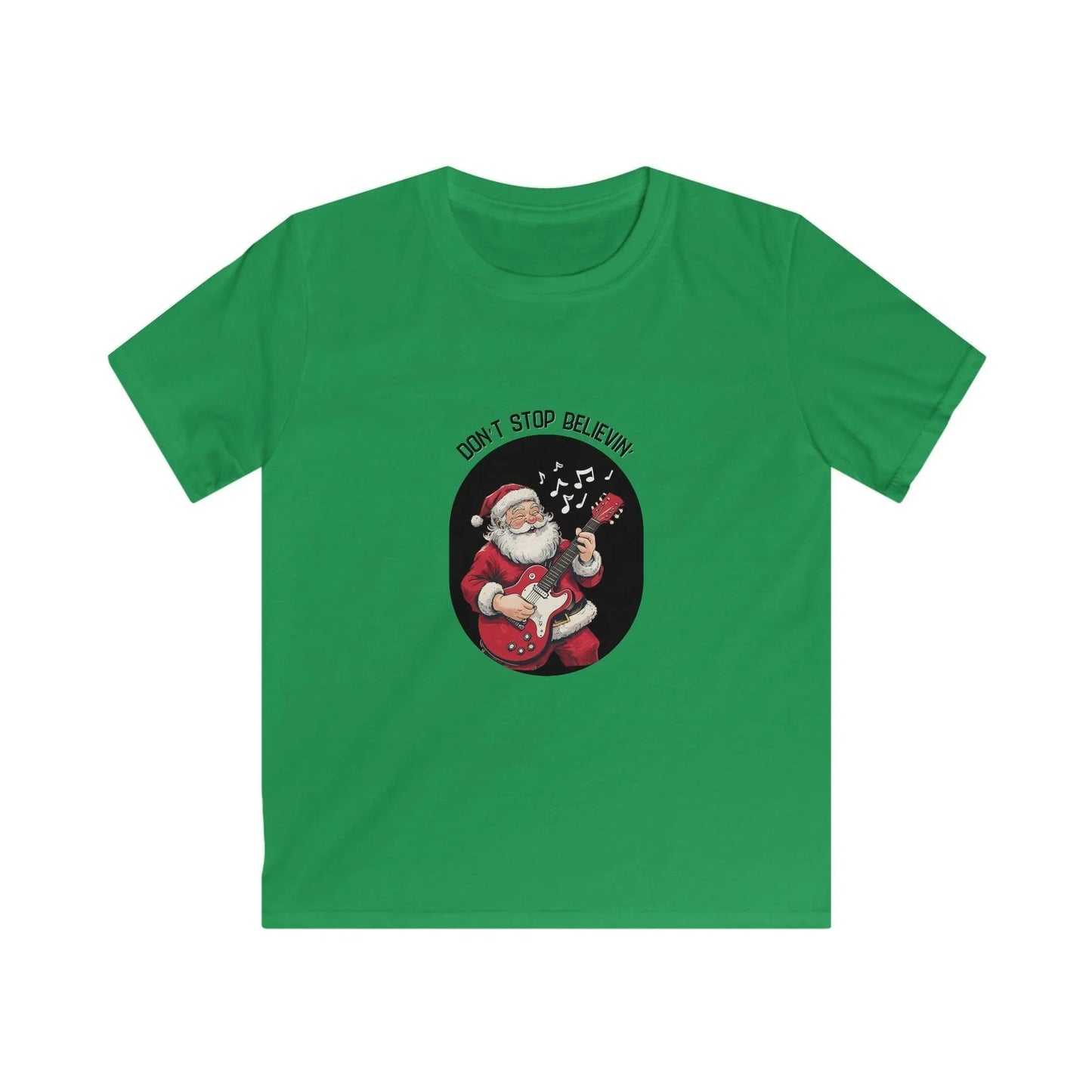 Rockin' Santa: Don't Stop Believin' in Holiday Cheer! Kids Softstyle Tee - Whippie's