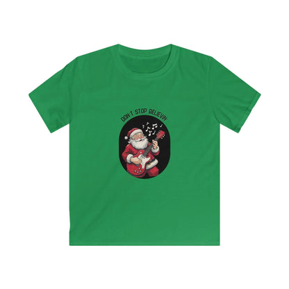 Rockin' Santa: Don't Stop Believin' in Holiday Cheer! Kids Softstyle Tee - Whippie's