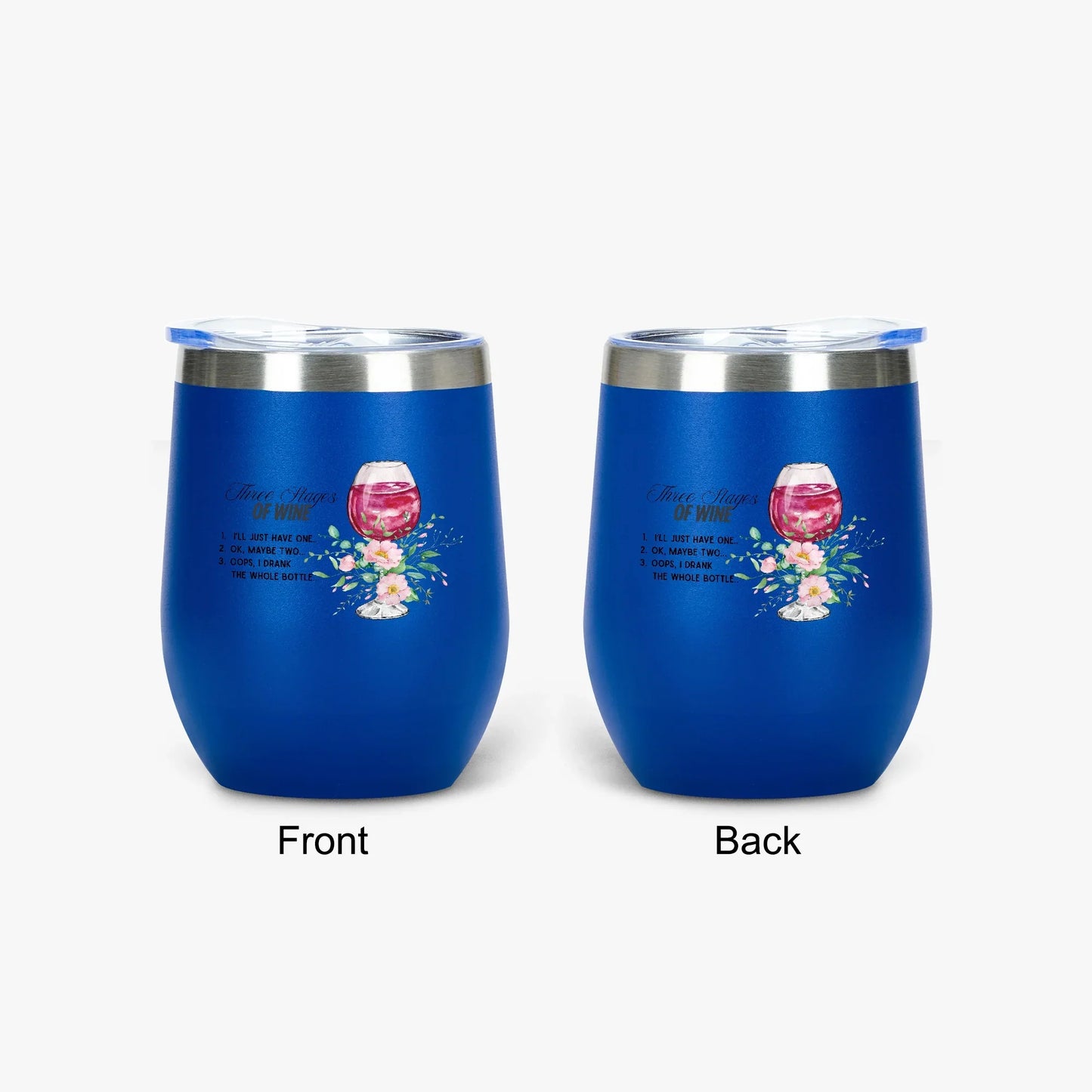 428. Three Stages of Wine 12oz Egg Shaped Insulated Tumbler - FREE Shipping! - Whippie's