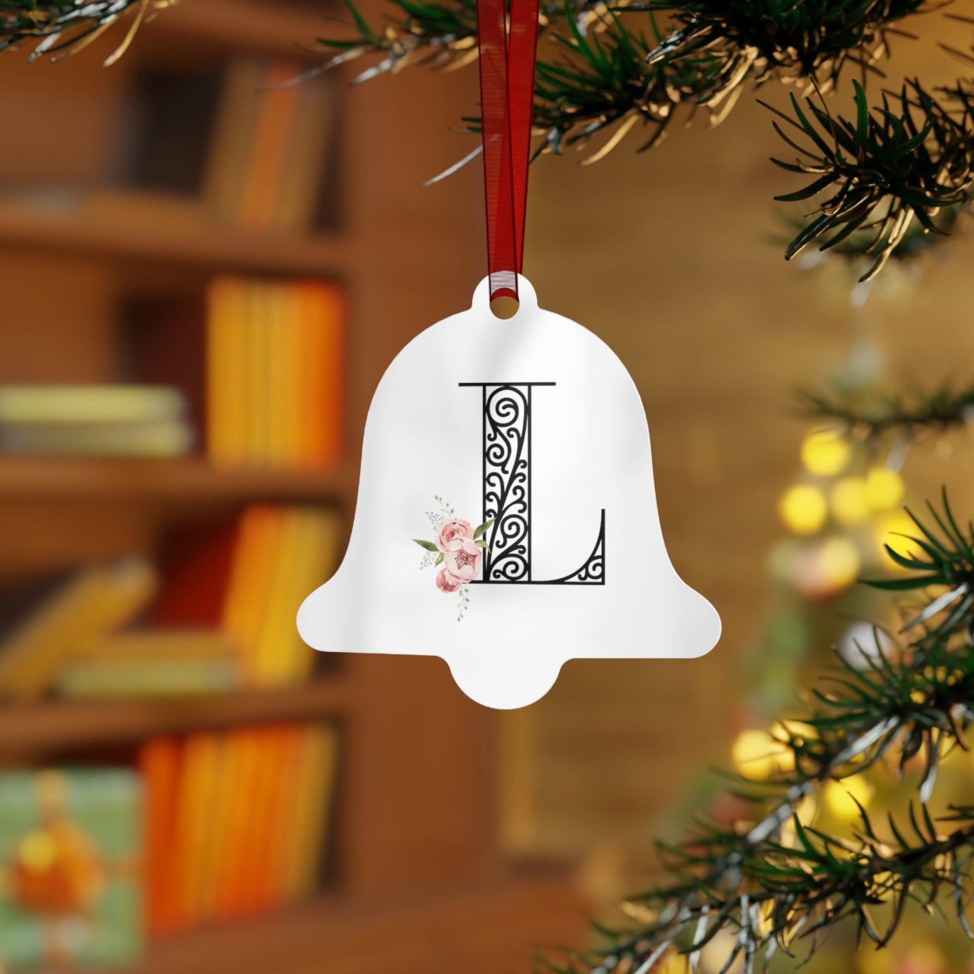 Floral Letters: Letter L - Metal Christmas Ornament - Whippie's