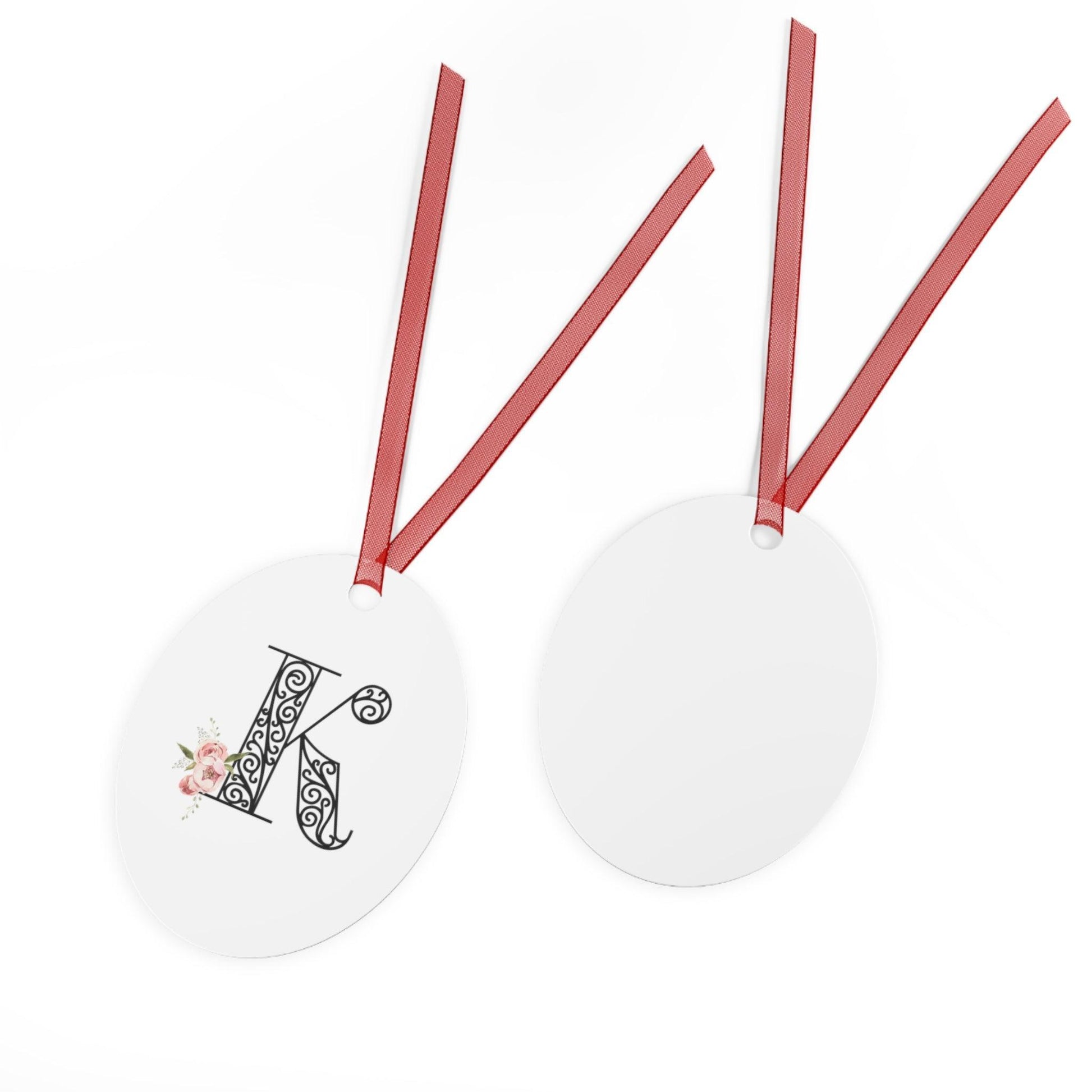Floral Letters: Letter K - Metal Christmas Ornament - Whippie's