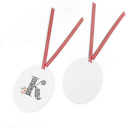 Floral Letters: Letter K - Metal Christmas Ornament - Whippie's