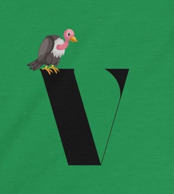 Alphabet Adventures: Letter V - Vulture Youth T-Shirt - Whippie's