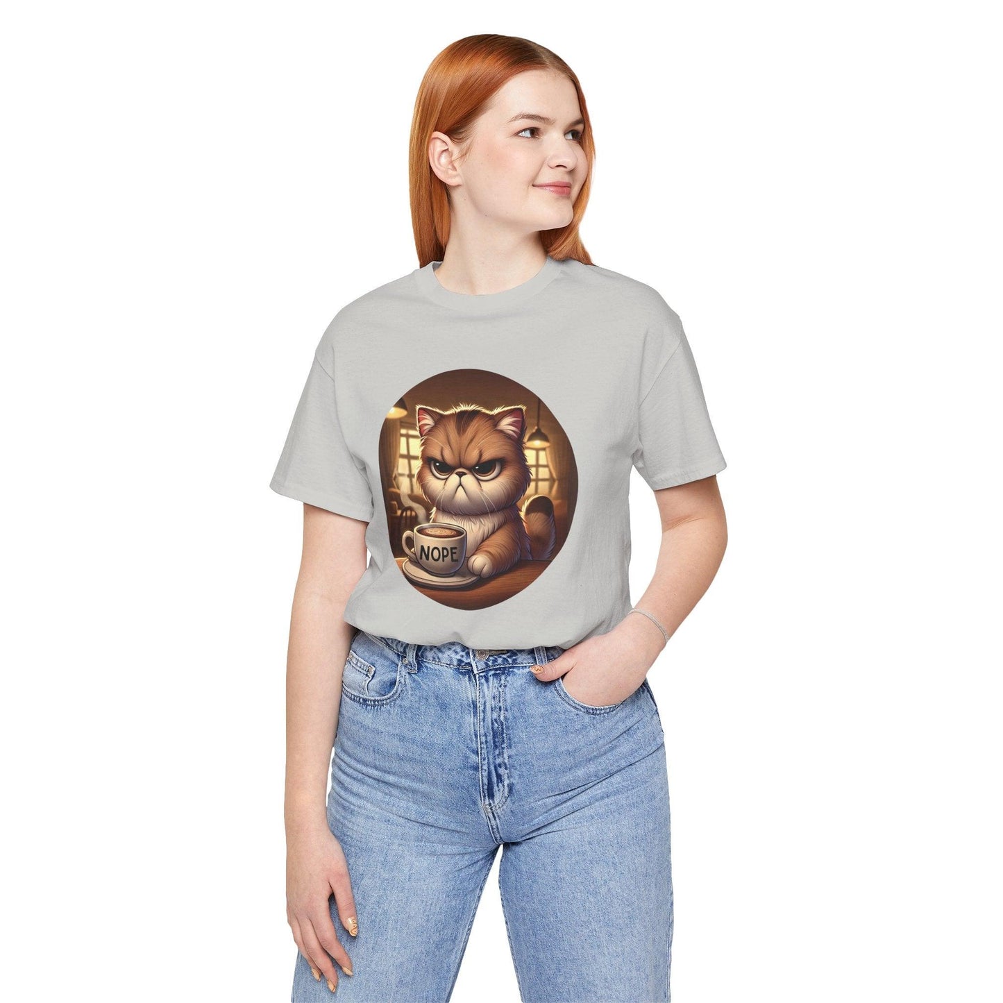 Grumpy Cat Cafe - Unisex Jersey Tee - 🐱☕ Nope, Not Today! ☕🐱 - Whippie's