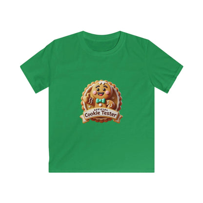 Official Cookie Tester 🍪 – Fun 3D Gingerbread Circle with Peekaboo Gingerbread Man - Kids Unisex Softstyle Tee - Whippie's