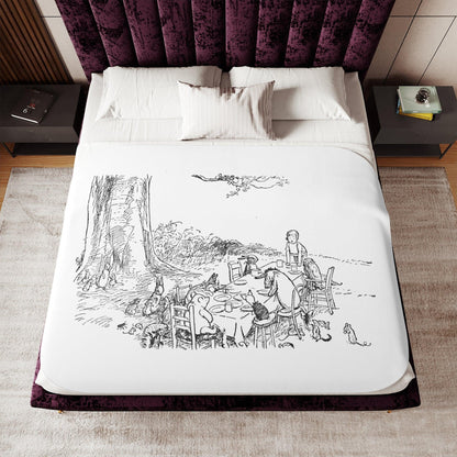 Classic Pooh Tea Party Sherpa Blanket - Hunny-Sweet Dreams! 🍯✨ - Whippie's