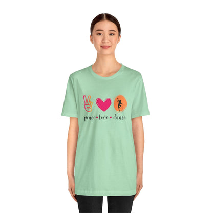 Peace, Love & Dance Unisex Jersey Tee - ✌️❤️💃 Express Yourself Through Movement! 💃❤️✌️ - Whippie's