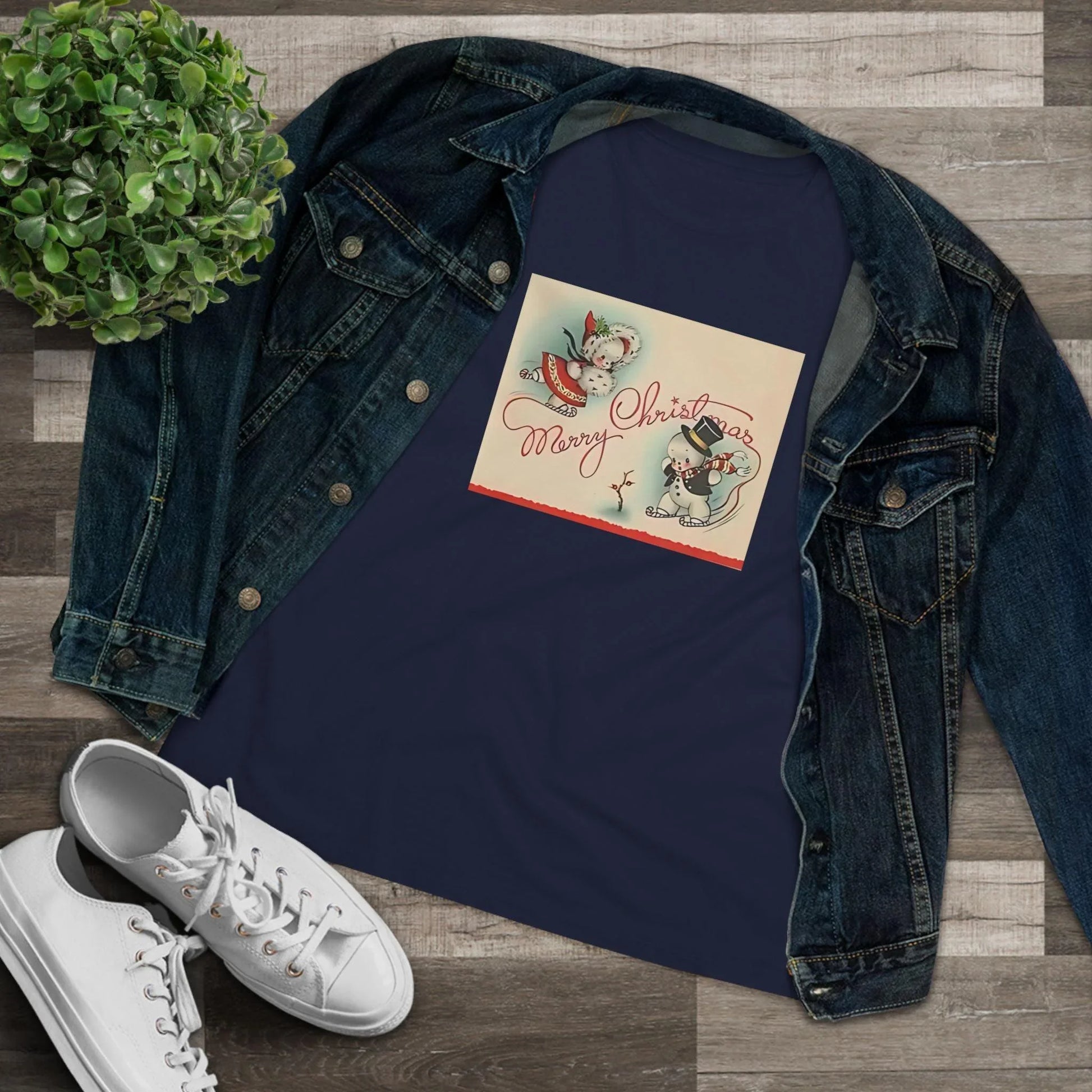 Merry Christmas Skating Snow Couple - Women's Tee - Whippie's