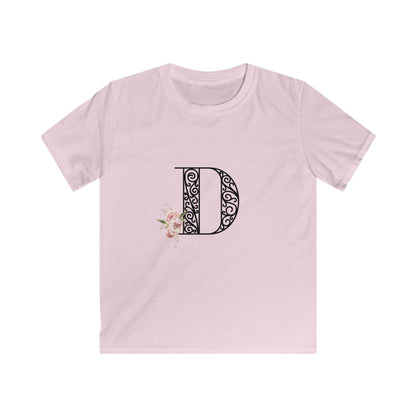 Floral Letters: Letter D - Kids Softstyle Tee - Whippie's