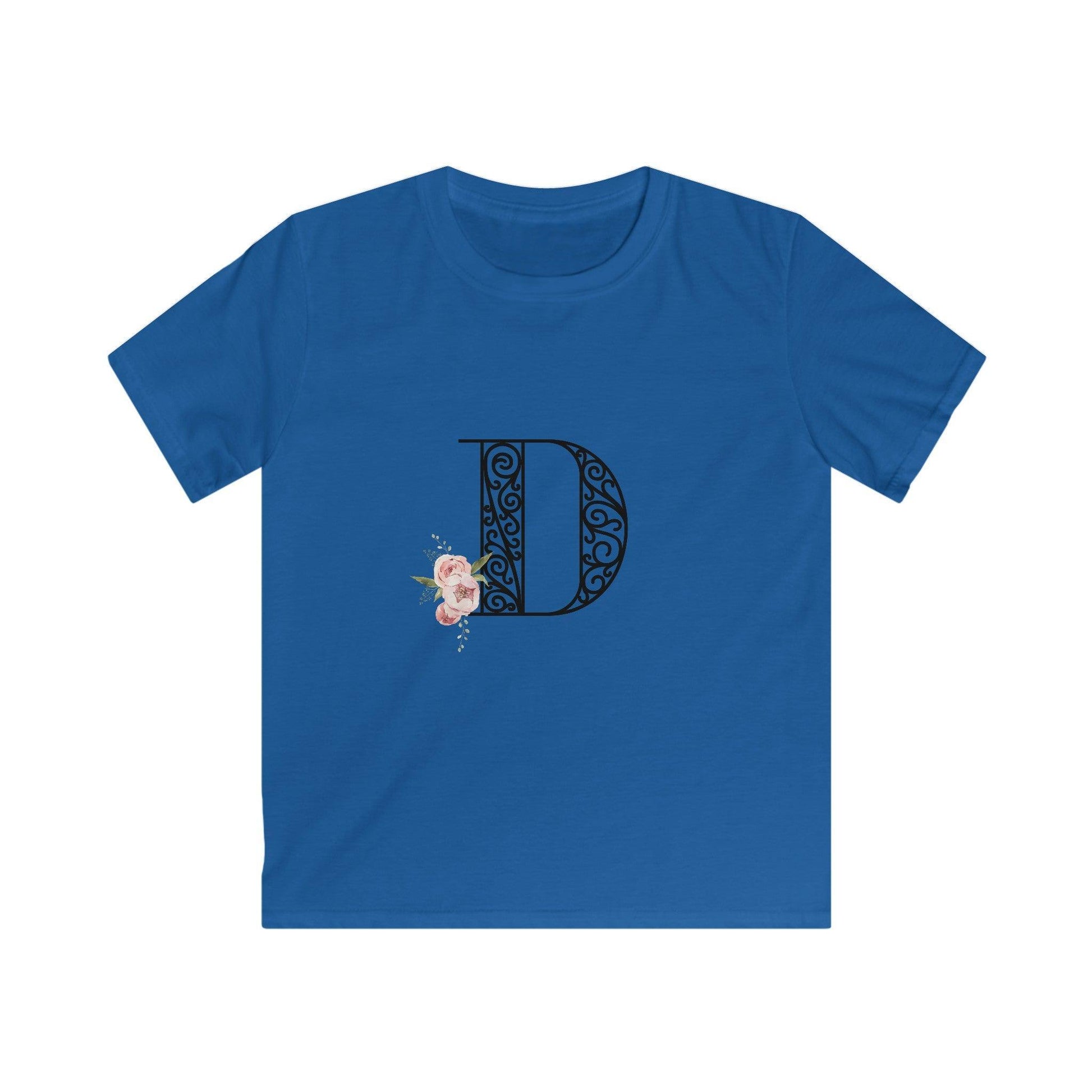 Floral Letters: Letter D - Kids Softstyle Tee - Whippie's