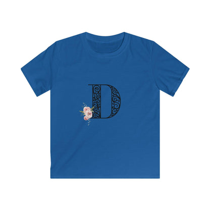 Floral Letters: Letter D - Kids Softstyle Tee - Whippie's