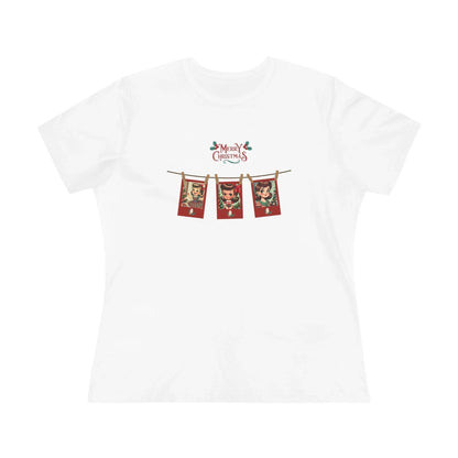 Merry Christmas - Photo Banner - Brunette Girls - Women's Softstyle Tee - Whippie's