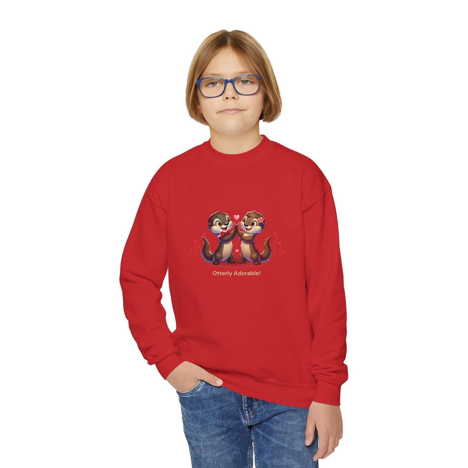 Otterly Adorable! Youth Crewneck Sweatshirt - Cute and Cozy 💖🦦 - Whippie's