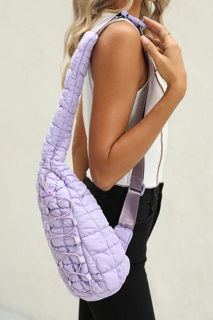Marshmallow Quilted Sling Bag | Drawstring Crossbody Bag