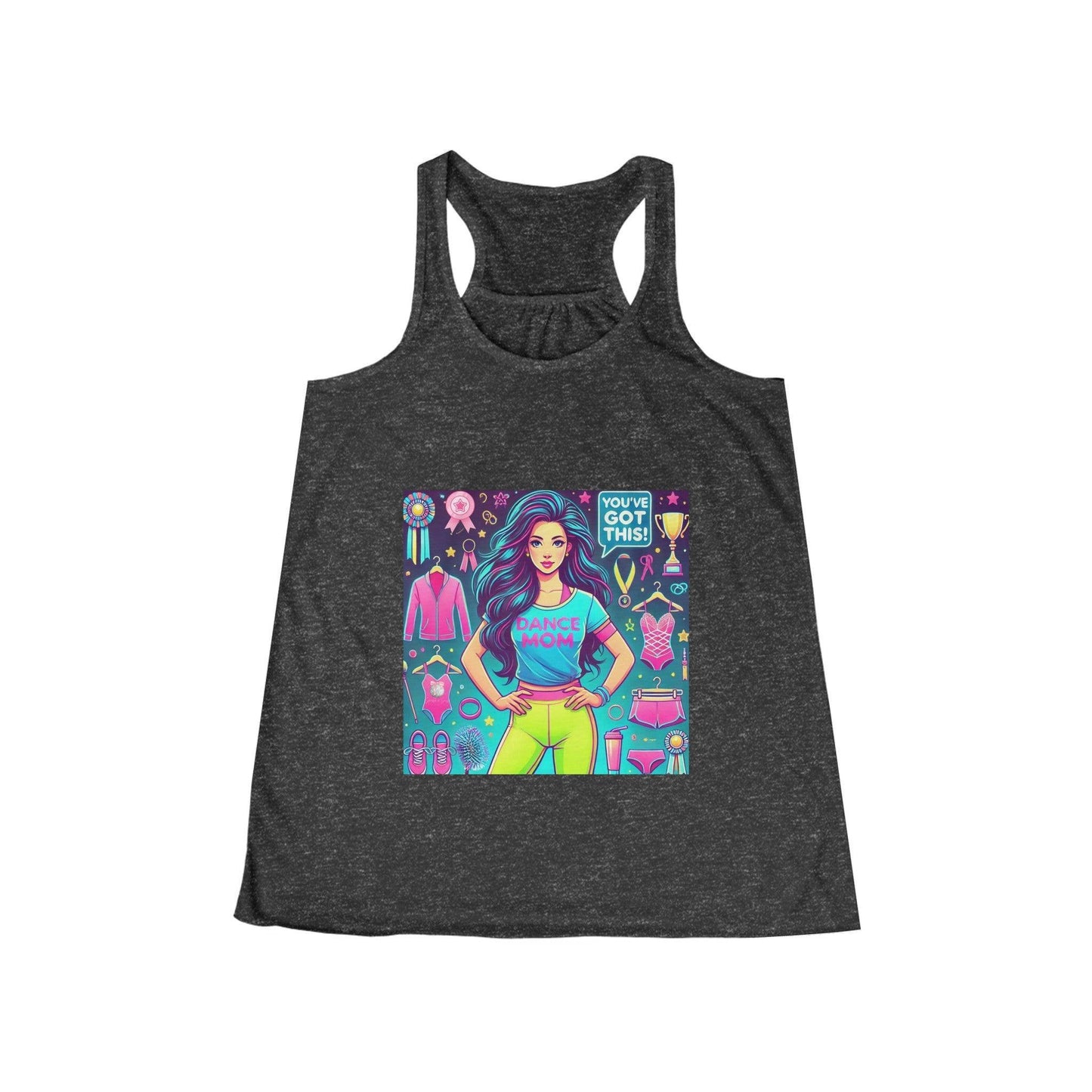 Dance Mom: You've Got This - Brunette Mom - Parted Hair - Women's Flowy Racerback Tank - Whippie's