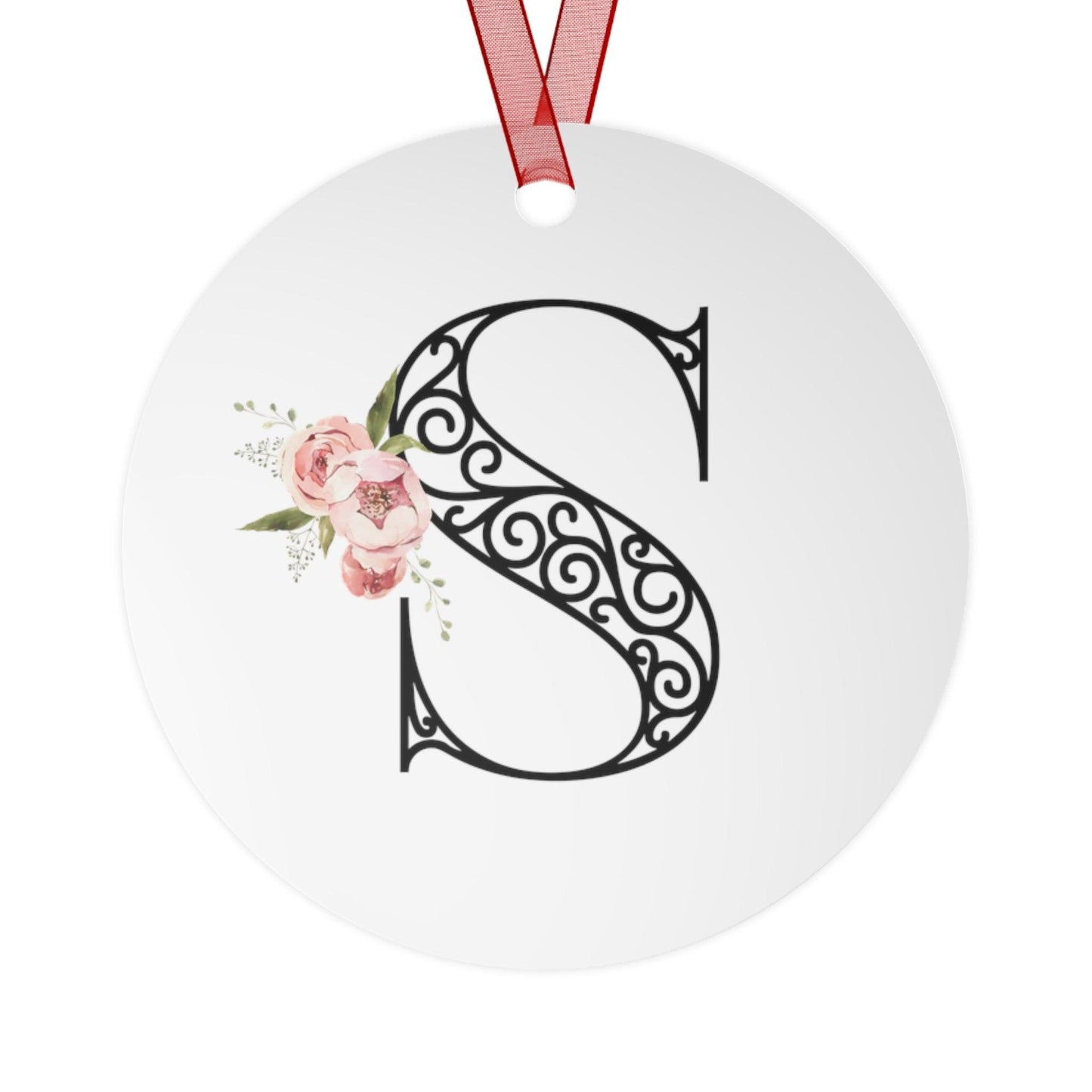 Floral Letters: Letter S - Metal Christmas Ornament - Whippie's