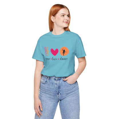 Peace, Love & Dance Unisex Jersey Tee - ✌️❤️💃 Express Yourself Through Movement! 💃❤️✌️ - Whippie's