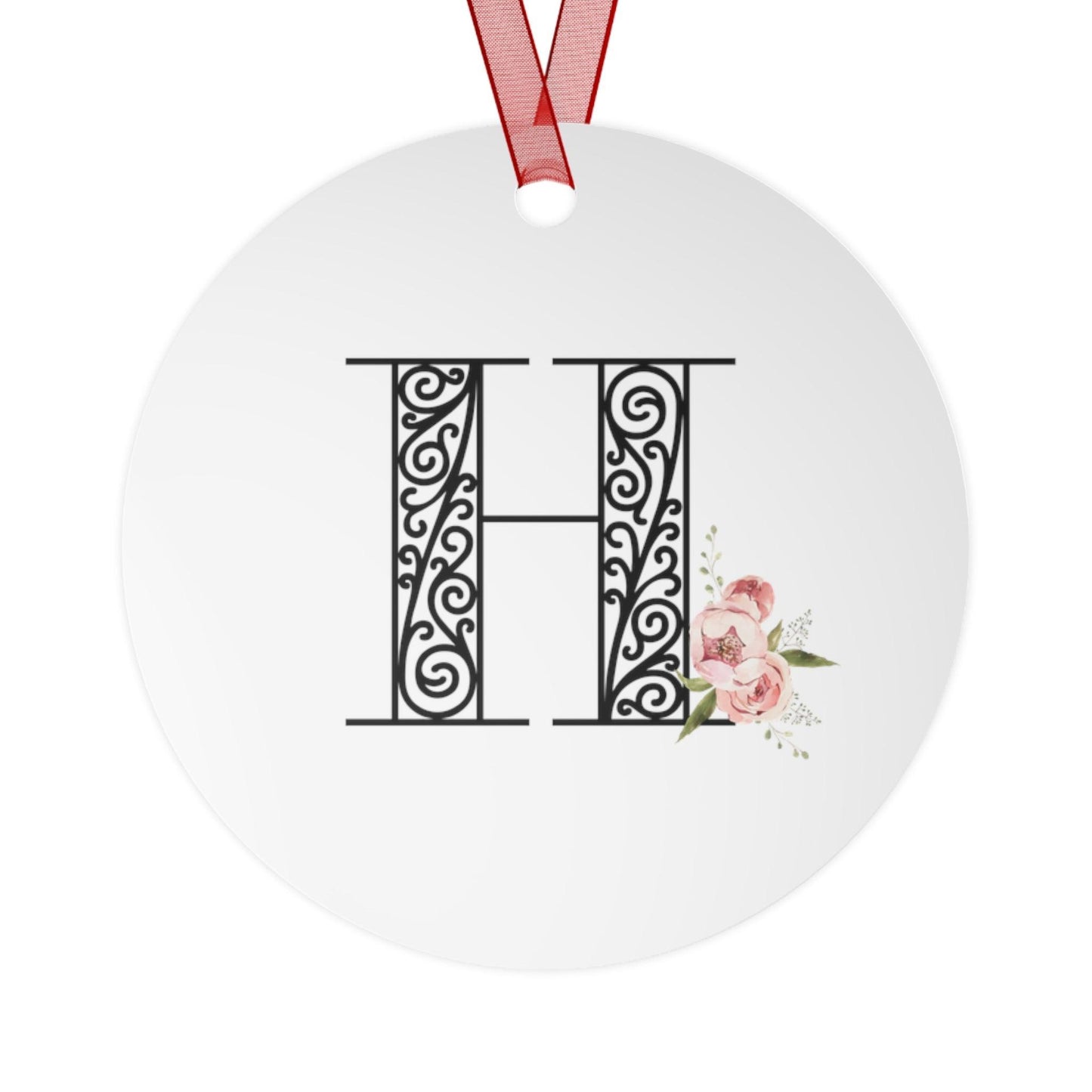 Floral Letters: Letter H - Metal Christmas Ornament - Whippie's