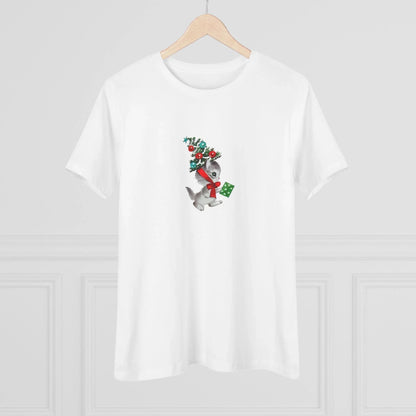 Retro Kittie with Tinsel Christmas Tree Hat - Women's Tee - Whippie's