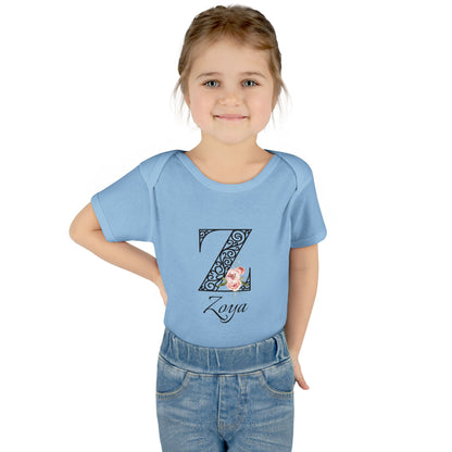 Floral Letters: Letter Z - Peony Baby Onesie - Personalizable