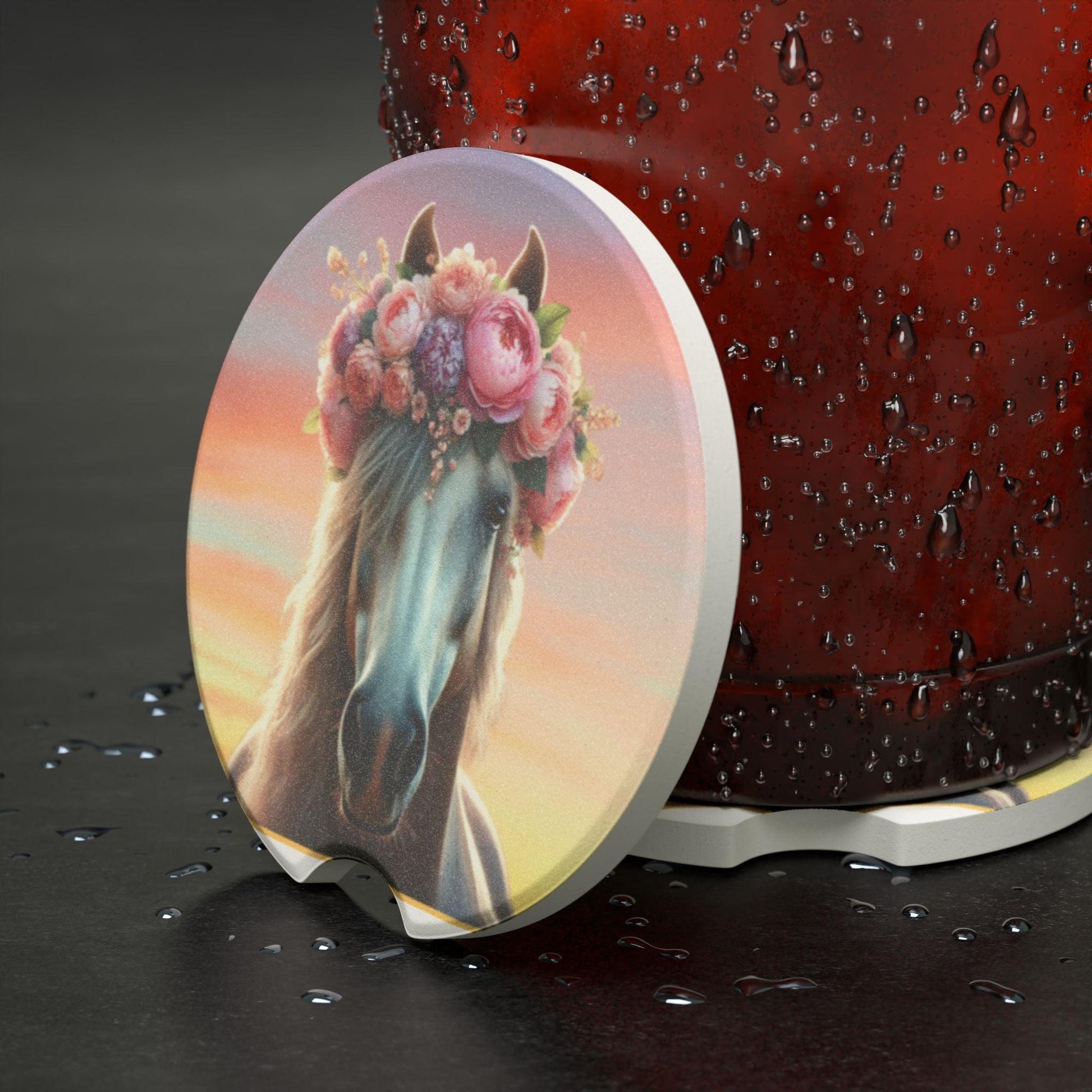 Horse Dreams Soapstone Car Coasters - Absorb Spills with Equestrian Style! 🐴✨ - Whippie's