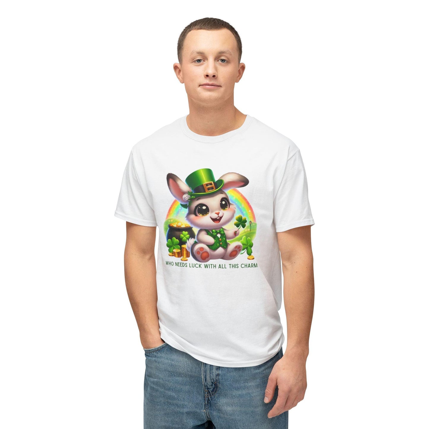 Who Needs Luck with All This Charm? Unisex HD Cotton T-Shirt - Spread Luck and Laughter! 🍀🍀 - Whippie's