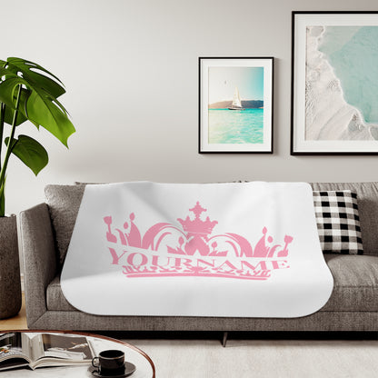 Crown Sherpa Blanket - Snuggle Up in Royal Comfort!  Personalizable