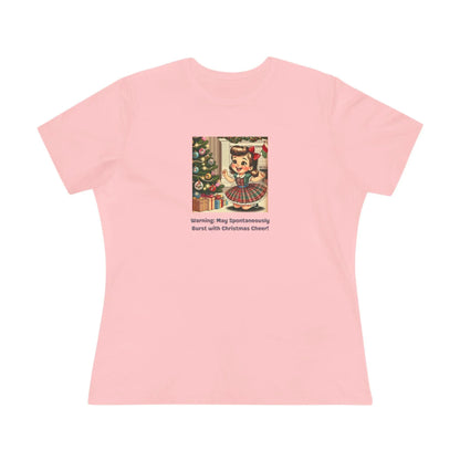 Warning: May Spontaneously Burst with Christmas Cheer! - Women's Softstyle Tee - Whippie's