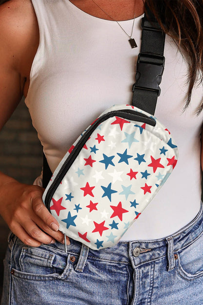 White Star Printed Flag Day Crossbody Bag