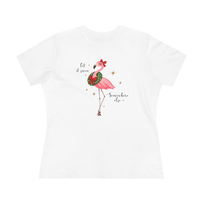 Let It Snow Somewhere Else Flamingo Christmas Shirt