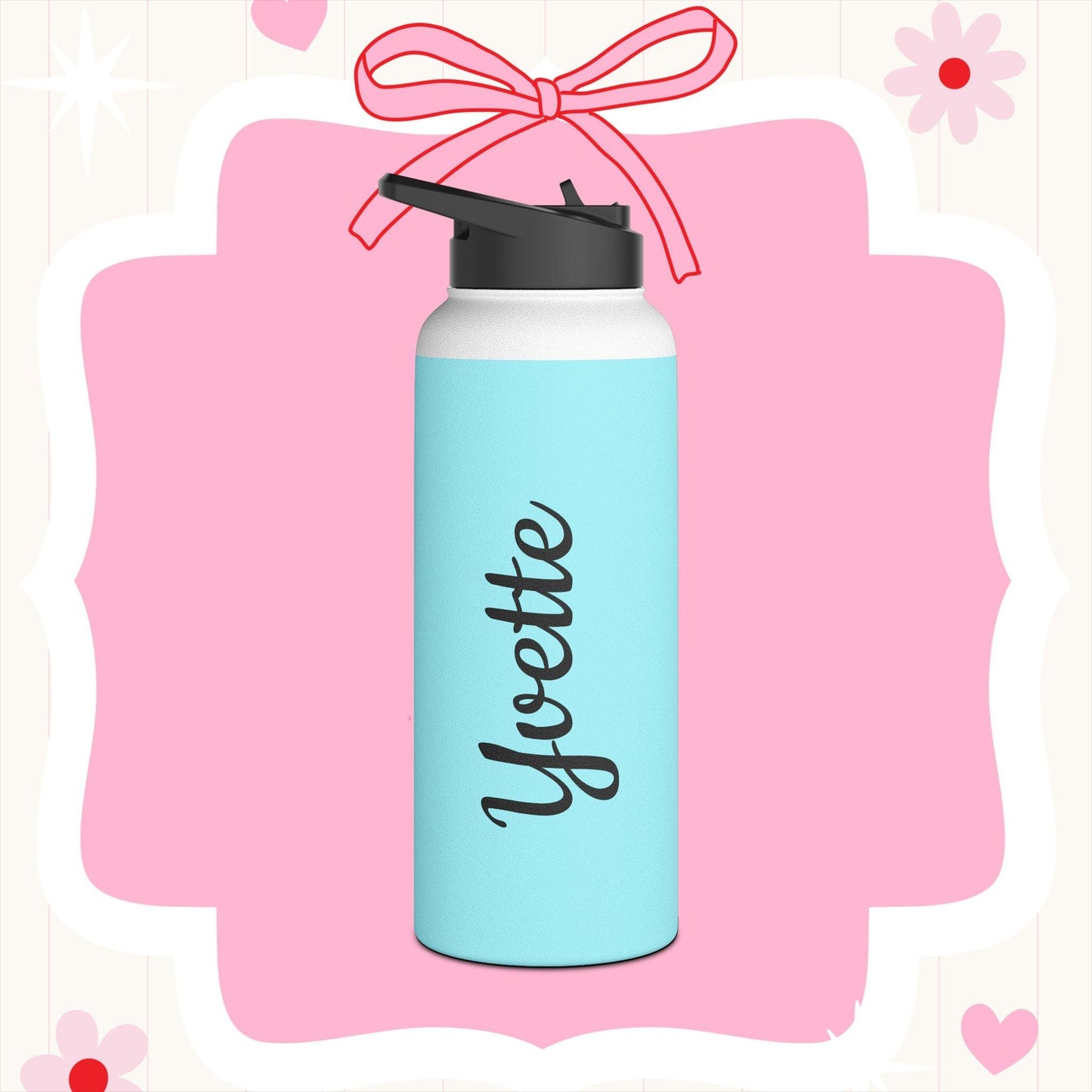 I am Kind, I am Creative, I am Brave, I can Do Hard Things Stainless Steel Water Bottle - Personalizable - Whippie's