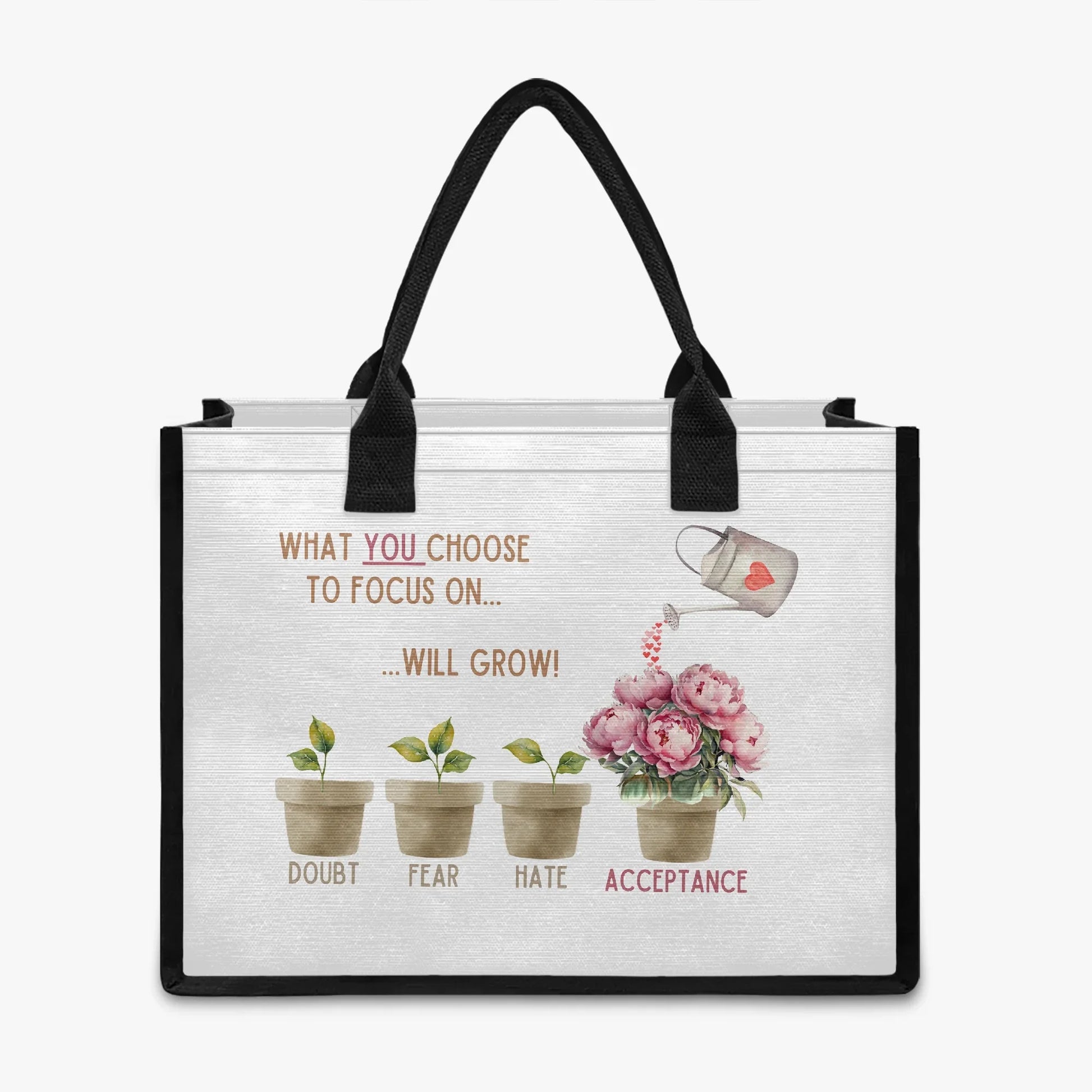 What You Choose to Focus On... Will Grow! Shopping Tote Bag - 🌱 Carry Positivity and Groceries with Style! 🌱 - Whippie's