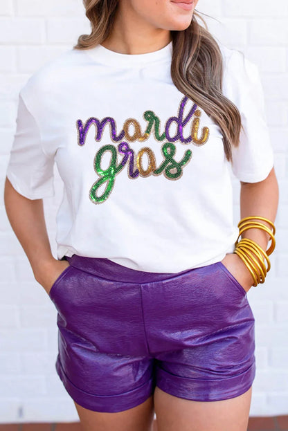 Mardi Gras Tee | Sequin Party Graphic Shirt