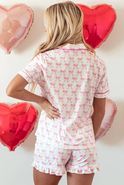 Bowknot Pajama Set | Clover or Bow Print Sleepwear Set