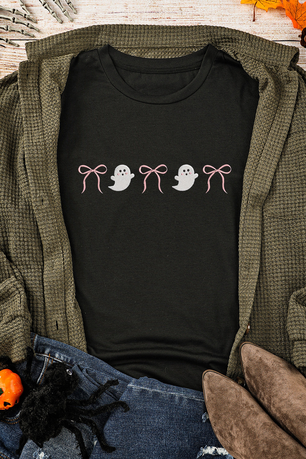Halloween Ghost Bow T-Shirt additional view