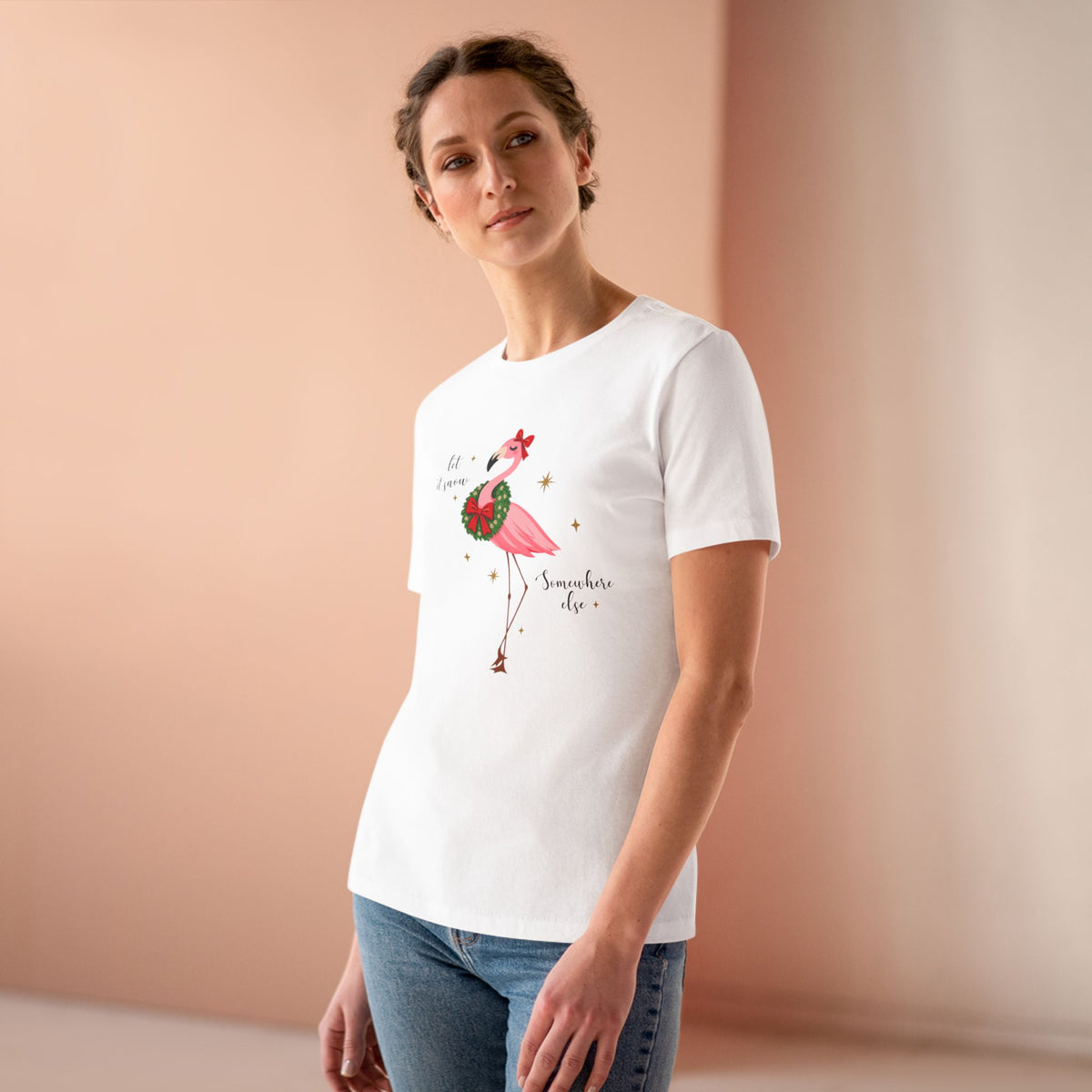 Let It Snow Somewhere Else Flamingo Christmas Shirt