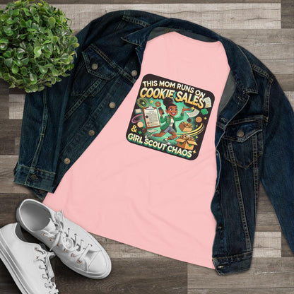 This Mom Runs on Cookies and Girl Scout Chaos - Women's Tee - Embrace the Girl Scout Hustle! (Leader Edition) - Whippie's