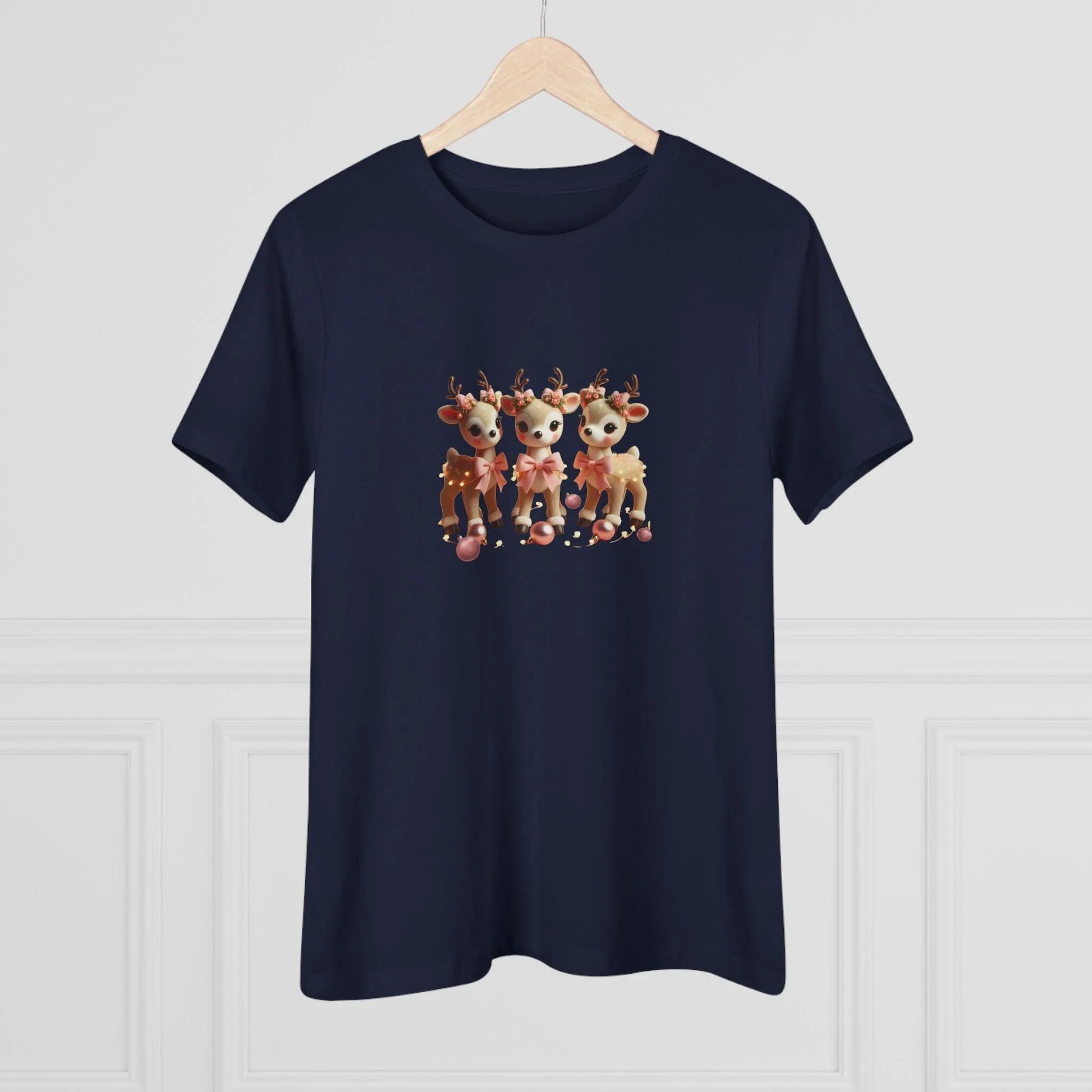 Rose Gold Reindeer Trio Christmas Decor - Women's Softstyle Tee - Whippie's