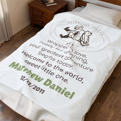 Classic Pooh Blanket | Personalized Adventure Awaits Velveteen Blanket