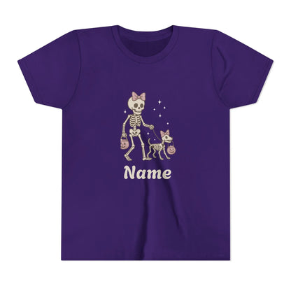 Pink Bow Halloween Friends Youth Tee - Personalizable