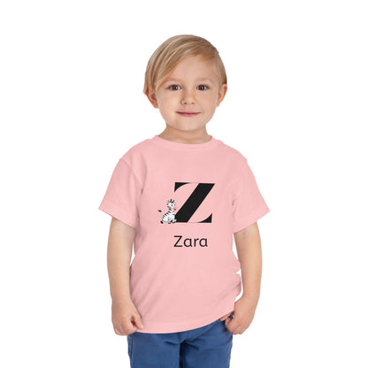 Alphabet Adventures: Letter Z - Zany Zebra Toddler Tee - Personalizable - Whippie's