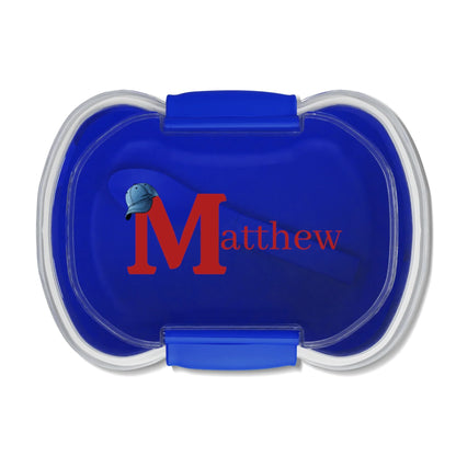 Initial & Baseball Cap Two-Tier Bento Lunch Box - Personalizable - Whippie's