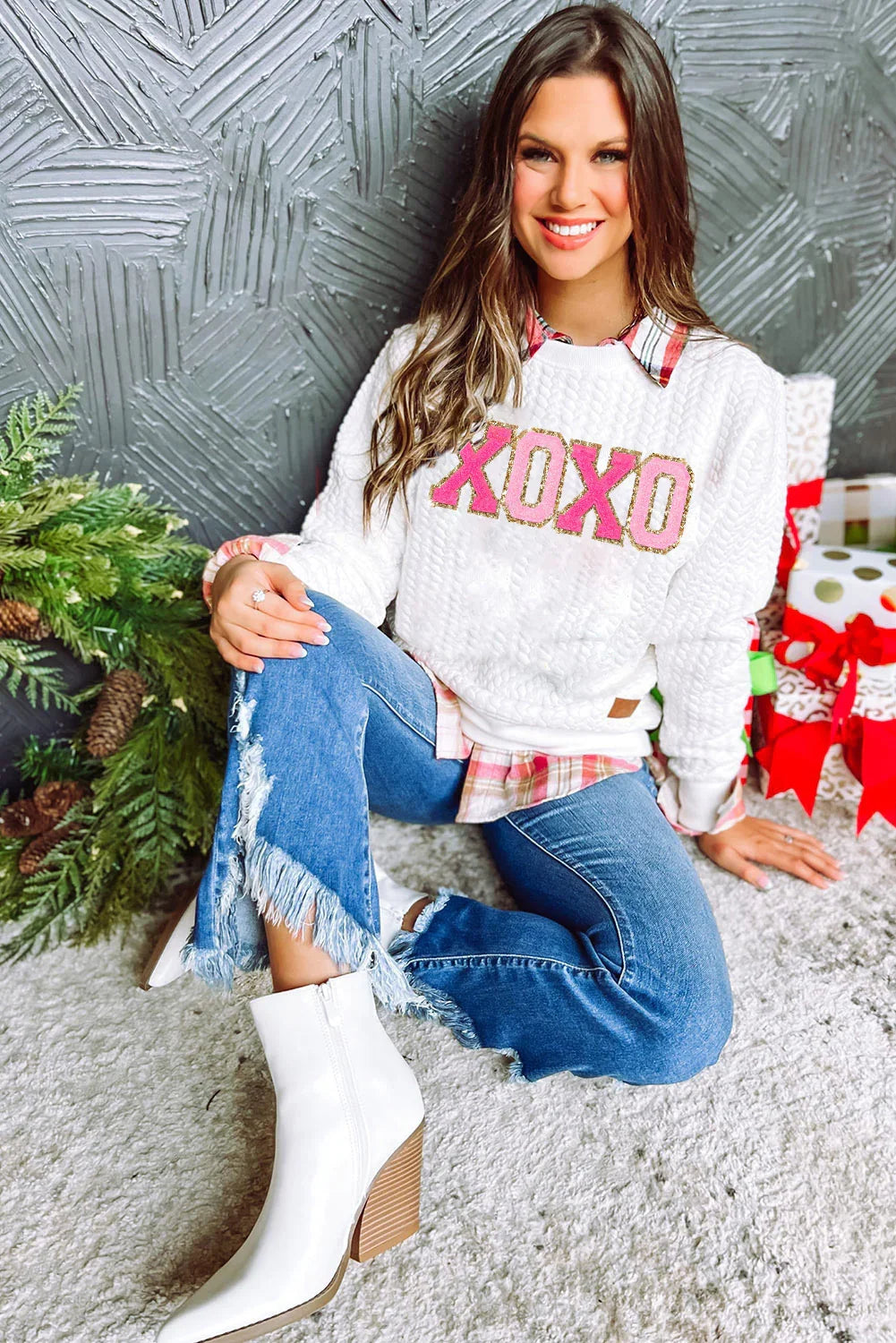 Chenille Cable Knit Sweatshirt | Holiday Collection