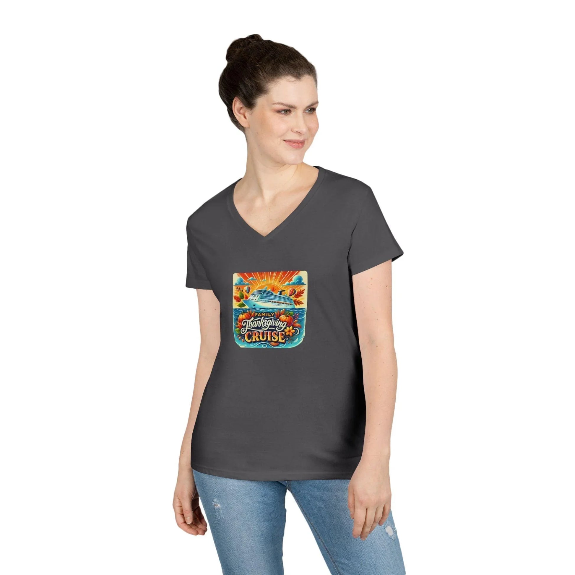 Family Thanksgiving Cruise - Ladies' V-Neck T-Shirt - Personalizable - Whippie's