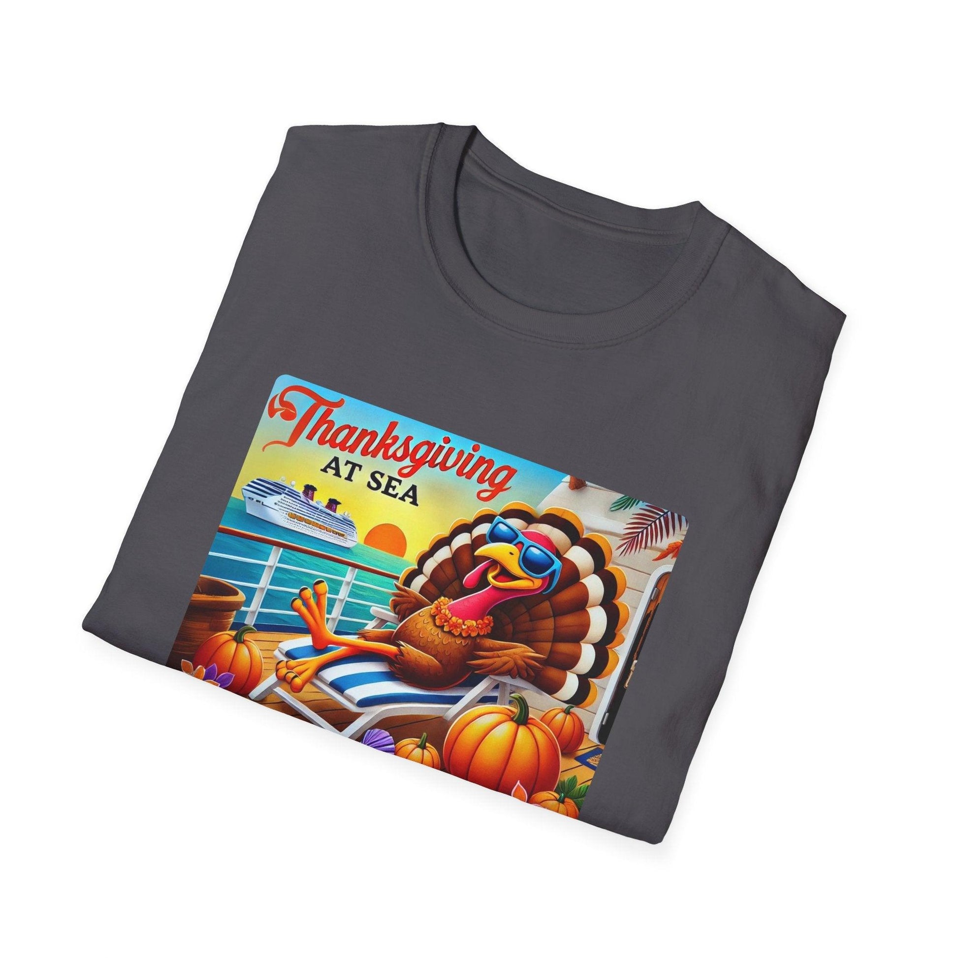 Turkey on Vacation - Gobble 'til You Wobble on the Open Seas! 🦃🚢 Unisex T-Shirt 🍂 - Whippie's