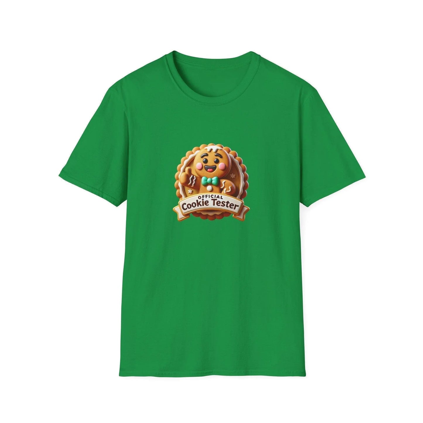 Official Cookie Tester 🍪 – Fun Gingerbread Design with Peeking Gingerbread Man - Unisex Softstyle Tee - Whippie's