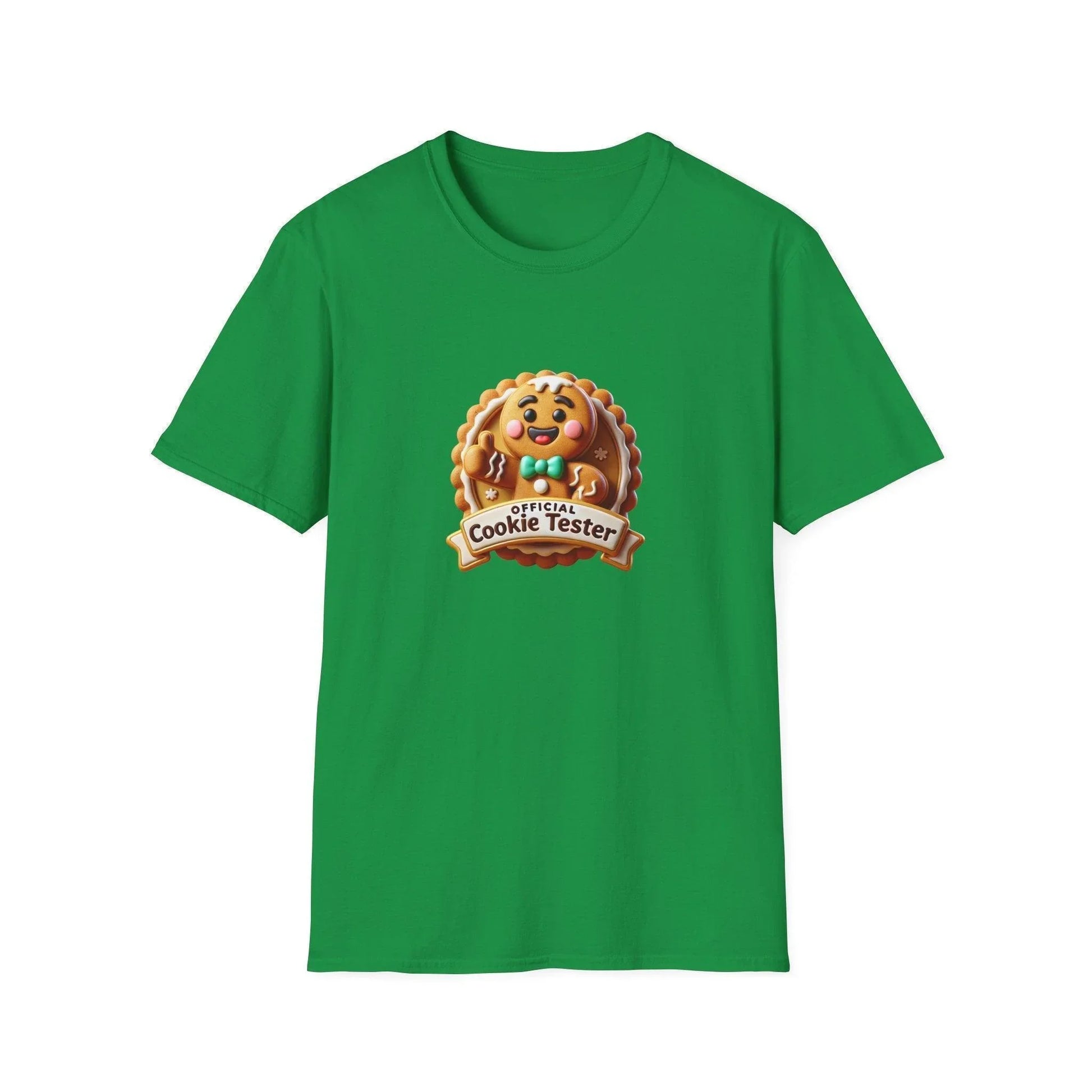 Official Cookie Tester 🍪 – Fun Gingerbread Design with Peeking Gingerbread Man - Unisex Softstyle Tee - Whippie's