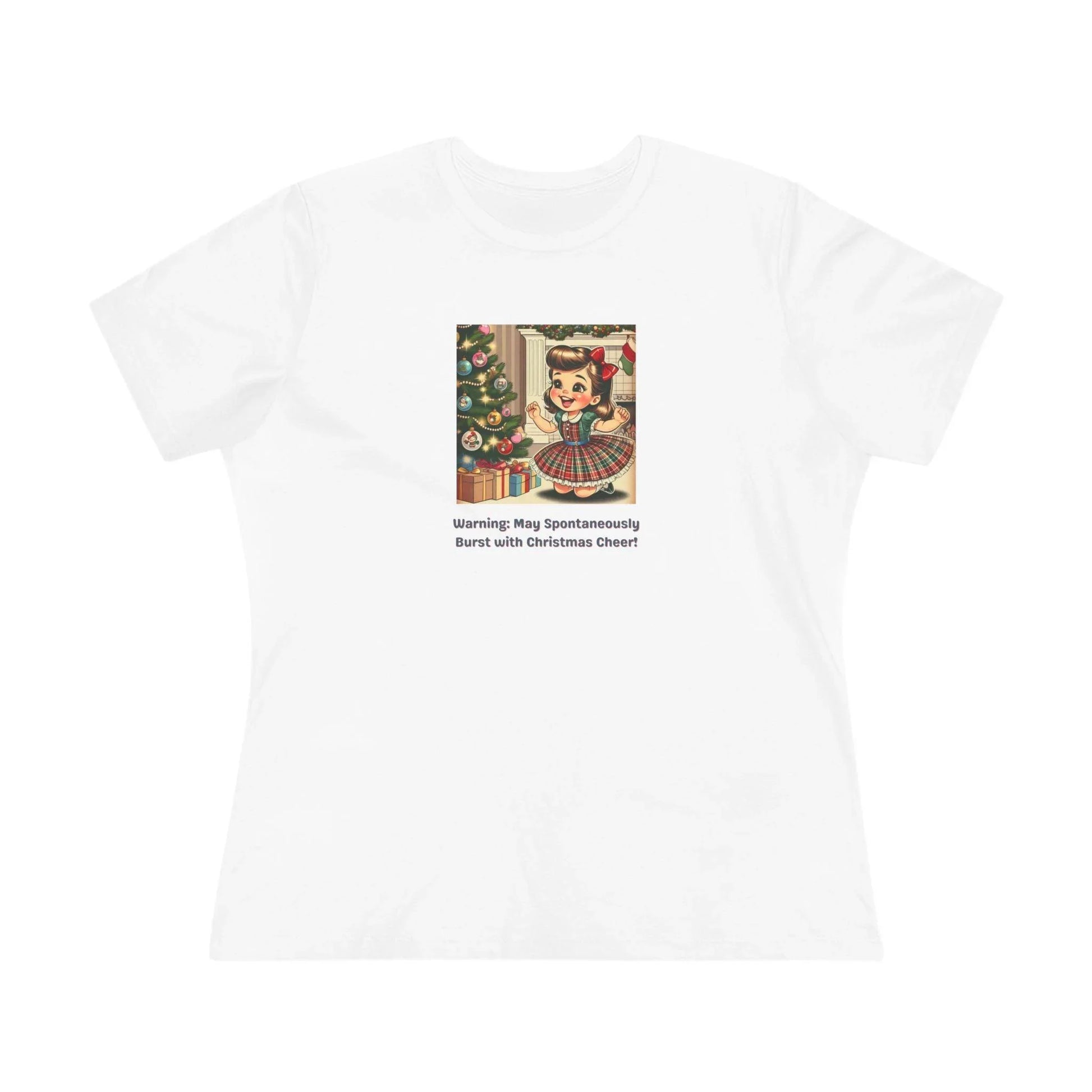 Warning: May Spontaneously Burst with Christmas Cheer! - Women's Softstyle Tee - Whippie's