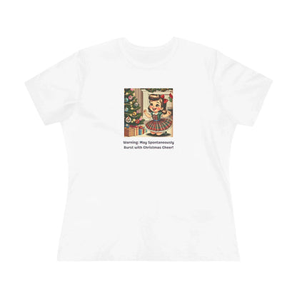 Warning: May Spontaneously Burst with Christmas Cheer! - Women's Softstyle Tee - Whippie's
