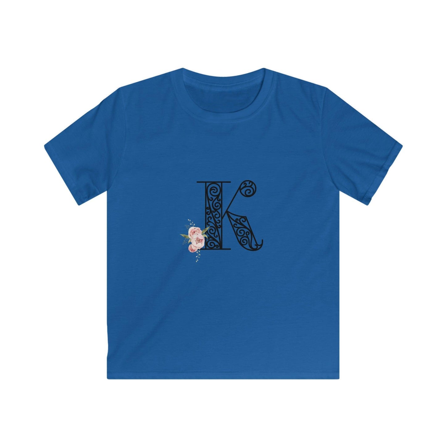 Floral Letters: Letter K - Kids Softstyle Tee - Whippie's